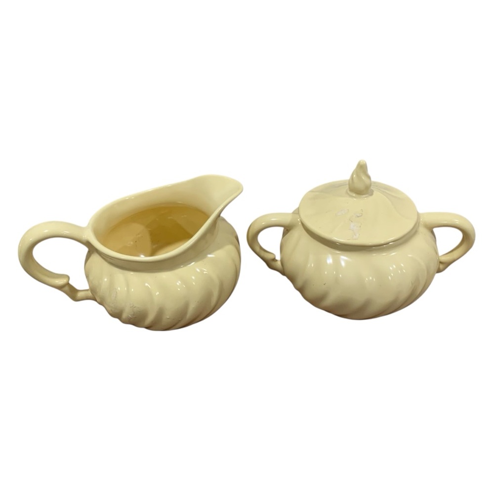 Vintage Franciscan‎ Ware Coronado Creamer and Sugar Bowl Coral Swirl Yellow